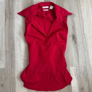 Vintage Y2K Charlotte Russe Red Sleeveless Collared Top